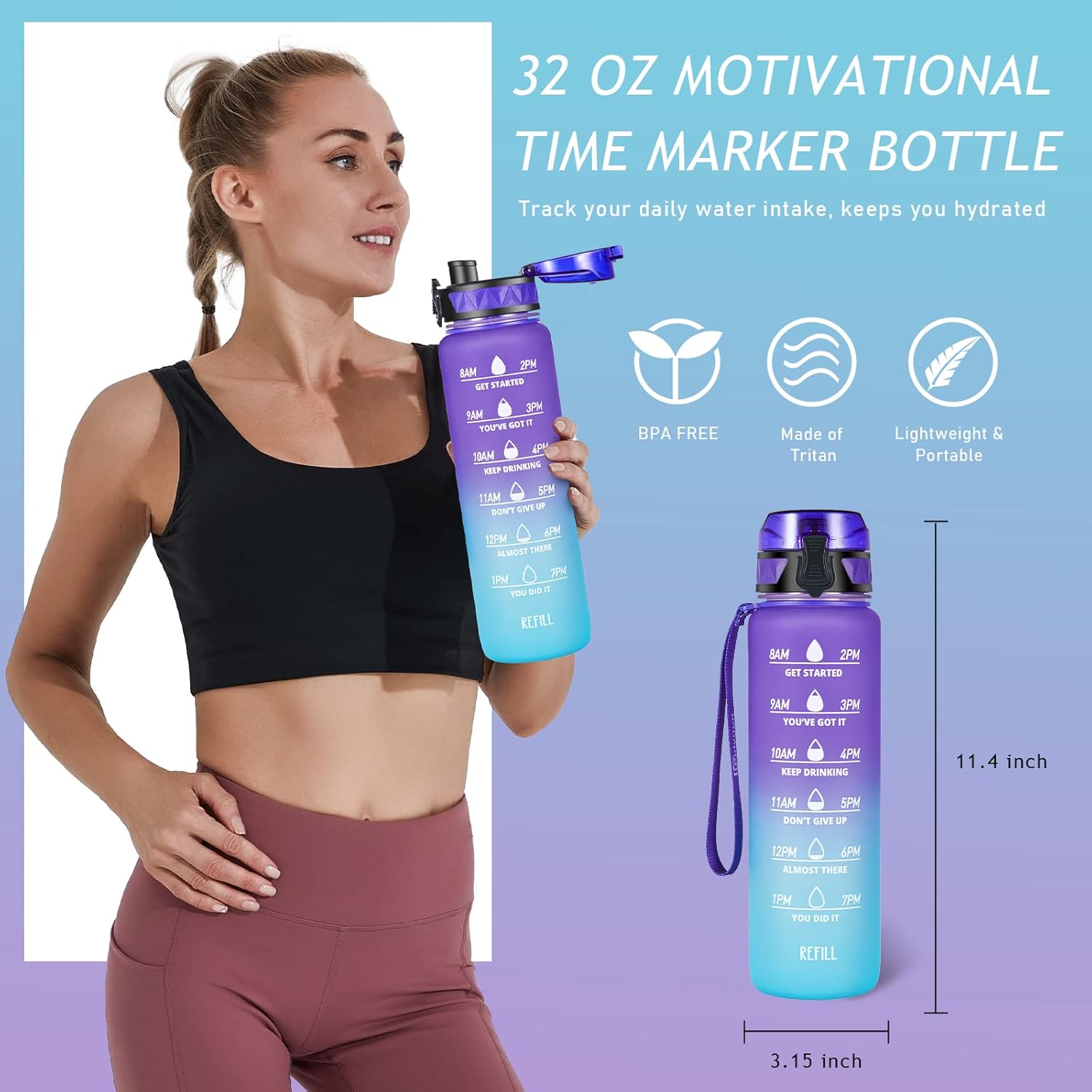 HydrateHarmony™️ Motivational Water Bottle