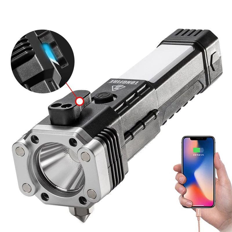 Emergency LED Flashlights With Power Bank And Safety Hammer